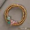 Pulseira de contas de oração budista de madeira crua natural, vendida a quente, sândalo dourado, sândalo Barbie, pulseira colecionável para homens e mulheres, fornecimento para live-stream