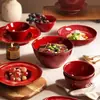 Juego de Vajilla Cerámica de Alto Grado Cocida en Horno Estilo Japonés para Uso Doméstico: Tazones, Platos, Tazones para Sopa, Tazones para Fideos, Platos de Cena y Juegos de Vajilla