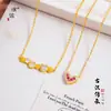 Mismo estilo que Tienda de Oro Puzuo Oro Brillante 24K Estrella de Fuego Corazón de Amor Verdadero Collar Cadena para Clavícula de Lujo Ligero Sentido de Gama Alta