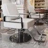 Silla de Salón Reclinable con Altura Ajustable para Cortes de Cabello, Giratoria y Adecuada para Teñido de Cabello, Hecha de Acero Inoxidable