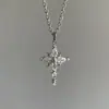 Estilo Dulce Fresco Hielo Cruz Zirconia Collar Mujer Estilo Coreano Sentido Fresco Lujo Ligero Cadena Clavícula Nicho Cuatro Hombres Estrella Cadena de Collar