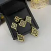 Versa Pendientes de Botón Doble Flor Ópera Italiana Buqilla Encaje de Esmalte de Color Diamante Trébol Anillo Abierto