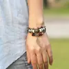 Pulseira retrô de personalidade em couro de vaca, moda, temperamento, coringa, pulseira de couro com contas, novo, fornecimento de fabricantes de pulseiras
