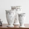Maceta Vieja Hecha a Mano Retro Europea Flor Antigua Relieve Romano Diámetro Extra Grande Jarrón de Gres Decoración para Patio Jardín Adornos