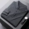 Suéter Masculino de Lã American Dolphin Outono Camiseta Manga Longa Meia-idade Camisa Polo Vermelha para Casamento de Pai Masculina Tricô Masculino