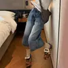 Jeans Cropped Feminino Estilo Retrô Americano 2026 Verão Novo Cintura Alta Emagrecimento Caimento Solto Reto Perna Larga Comprimento Médio Calças