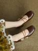 2023 primavera e outono estilo retro arco Mary Jane sapatos femininos bico redondo salto grosso elegante para todos os jogos boca rasa cheongsam sapatos de camada única para mulheres