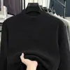 Suéter Cálido de Punto Holgado Casual para Hombre con Imitación de Cristal, Terciopelo de Hurón, Cuello Alto Medio de Invierno con Forro Polar