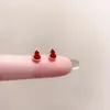 Aretes de Calabaza para Mujer Diseño Simple de Nicho Uña de Hueso de Oreja Roja Moda Pequeño Diseño Versátil Aretes con Sentido Avanzado