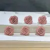 Talla de Madera de Ciprés Rojo Luz Suave, Flor de Rosa, Cabeza de Oso de Melocotón, Varios Accesorios Creativos, Pulseras Hechas a Mano para Mujer