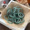 Anel de Jade Azul Água Grau A, Anel Fino de Jade Natural Tipo Gelo para Dedo Mínimo, Anel Liso para Homens e Mulheres, Algodão Floco de Neve