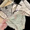 Ropa Interior Transparente Sexy con Estampado de Leopardo de Satén Hilo de Hielo para Mujer Braguitas Dulces con Lazo de Cintura Media para Mujer