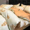 Algodão espessado escovado cama quatro peças roupa de cama de algodão Nórdico capa de edredom de algodão puro lençol de cama conjunto de três peças de inverno