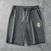 Shorts Americanos Waffle Pesado Masculino Verão Finos Secagem Rápida Comprimento Médio Costura Bordada Calças Casuais Esportivas