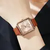 Reloj Cuadrado GEDI para Mujer Reloj Trendy para Estudiante Moda Correa de Cuero Impermeable Reloj Casual para Mujer Esfera Grande Reloj de Pulsera de Cuarzo
