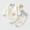 Conjunto Bebê Quente com Gola Conjunto de Duas Peças Puro Algodão Outono/Inverno Recém-Nascido 2026 Novo Conjunto Quente de Três Camadas para Bebê