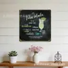 Pinturas decorativas de hojalata personalizadas transfronterizas con temática de bebidas, forma cuadrada, 20/30 cm