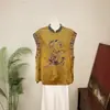 Colete de tricô jacquard com bordado pesado estilo chinês Zhi Li, novidade outono 2026, top solto vintage para mulheres
