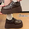 Zapatos con Plataforma de 7 cm para Aumentar Altura para Mujeres Bajitas, Zapatos Mary Jane de Piel Genuina, Mocasines, Zapatos de Salón