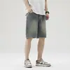 Shorts Jeans de Uma Peça Novo Verão para Homens, Reto Solto High Street Versátil Cinco Pontos Meio Comprido