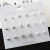 Venta Directa desde Fábrica de Yiwu, Pendientes de Perla Minimalistas Europeos y Americanos Transfronterizos, Juego de Pendientes Redondos de Diamante de 9 Piezas, Venta al por Mayor Mixta