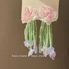 Isla Vacacional ~ Pendientes de Flor Tejidos a Mano Estilo Vacacional para Mujer, Pendientes Grandes Exagerados Únicos con Atmósfera Marina
