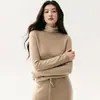 Kang Sai Ni Suéter de una pieza sin costuras de primera línea 100% Cachemir para mujer Cuello alto Ajustado Tejido Suéter capa base