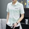 Camisa de Manga Corta para Hombre de Verano Moda Coreana Guapo Casual Bolsillo Camisa a Cuadros Top de Media Manga