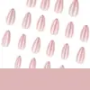 Uñas Postizas Brillantes Estilo Francés Puntas de Uña Almendradas Color Nude Ojo de Gato Deslumbrante Piezas de Uña Portátiles Uñas Postizas