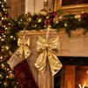 Lazo Dorado Brillante de Alta Gama para Navidad, Adorno para Árbol de Navidad, Accesorio Decorativo para Fiesta Navideña en Escaparate de Centro Comercial