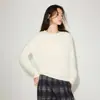 Zheng Qite Roupa / Malhas Femininas 2026 Outono Novo Estilo Lã Merino Gola Redonda Suéter Solto Manga Longa