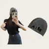 Gorro de tricô estilo coreano ins com letras e lã, novo chapéu de lã macio, quente, moderno e estiloso para mulheres no outono e inverno