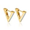 Pendientes de titanio con diseño hueco estilo simple, base blanca, diamantes brillantes, para hombre y mujer, pendientes de acero inoxidable a la moda, versátiles para el día a día, con diez diamantes