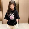 Camiseta de Algodón Puro para Niña Manga Corta Estampado de Dibujos Animados Nuevo Estilo 2026 Estilo Ins Versátil Ropa Exterior Top de Media Manga Moderno