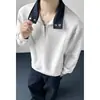 Colección Otoño 2026: Sudadera extragrande estilo Hong Kong con cuello de contraste, hecha de algodón de alta calidad, tallas M-5X, HW26678