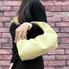 Nuevo Bolso de Mano Versátil de Moda Transfronteriza de Cuero Genuino con Forma de Cuerno, Bolso de Hombro, Bolso de Muñeca Tipo Nube, Bolso Plisado