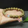 Pulseira Dupla de Sandália Verde 8mm com Pingente de Borboleta Simples para Mulheres Contas de Oração Contas Budistas Acessórios de Joias