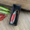 Navaja plegable de exterior hecha a mano en Damasco con exquisito patrón de escamas, Navaja de fruta, Navaja plegable portátil con mango de turquesa rojo, Navaja de bolsillo
