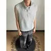 Chaleco Patchwork Desestructurado para Hombre, Camiseta de Fitness de Verano con Media Cremallera Estilo Americano con Diseño de Cuello Alto, Top Casual