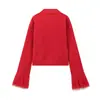 Ropa para Mujer Estilo Europeo y Americano, Producto Popular Transfronterizo, Relajada y Versátil, Cárdigan de Punto con Plumas Empalmadas de Color Sólido