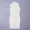 Vestido de Bandage Blanco Mini Súper Corto Sexy Escote en V Profundo Clásico Europeo y Americano Transfronterizo Sin Mangas Oficina Elástico Ropa para Mujer