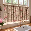 Cortinas Florales Estilo Retro Francés Americano Dormitorio Sala de Estar Balcón Ventana Saliente Cocina Cortinas Blackout Media Cortinas Cortinas de Puerta Cortinas Pequeñas Cortas