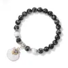 Pulseira de pedra natural com concha nova transfronteiriça, pingente de concha, pulseira elástica com contas de olho de tigre amarelo, pulseira da moda para mulheres