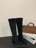 [] Botas de Salto Grosso Bico Fino Francês Acima do Joelho Botas Femininas 2026 Outono Novas Botas Cano Alto Arredondadas