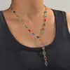 Moda Transfronteriza Colgante de Cruz Personalizado en Capas Collar de Múltiples Capas con Perlas de Imitación ABS y Cuentas de Colores Colección