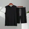 Conjunto de Dos Piezas de Chaleco Delgado de Verano para Hombre y Shorts, Set Holgado Casual de Tallas Grandes