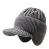 Gorro de punto para hombre para otoño e invierno, simple y versátil, conjunto cálido de gorro de lana y calentador de cuello, gorro de protección para los oídos para exteriores para mujer, transfronterizo