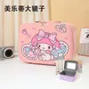 Estuche de Maquillaje de Dibujos Animados de Moda Kuromi con Espejo, Organizador Infantil y Caja de Cuero para Guardar Tarjetas