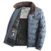Ropa acolchada de algodón para papá de mediana edad y ancianos, cuello de piel grueso regular de invierno desmontable, ropa acolchada de algodón de grafeno de invierno con recolección en caliente, cálida