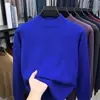 Suéter Masculino Grosso Gola Alta Cruzado 2026 Outono/Inverno Novo Manga Longa Camada Base Casual Cor Sólida Malha Suéter Masculino